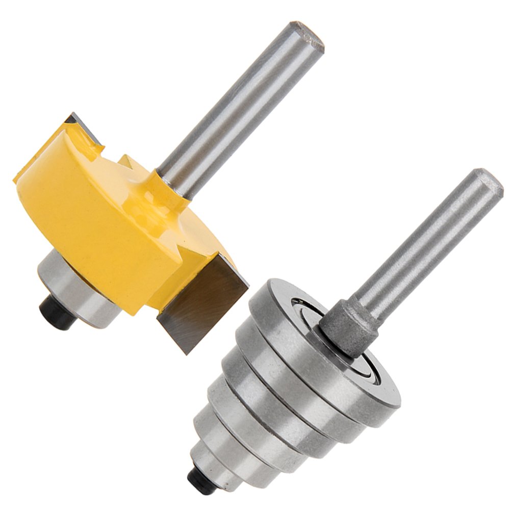 Yakamoz 1/4 Inch Shank Rabbet Router Bit with 6 Bearings Set | 1/8", 1/4", 5/16", 3/8", 7/16", 1/2" Bearings