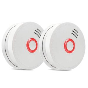 smoke detector fire alarm, 2 packs photoelectric smoke detectors with ul listed, 9v battery operated smoke detector (9v battery included), 10 years life time, fire safety for home, hotel, school etc