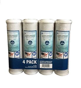 wfd, wf-cb105 2.5-inch x 9-3/4-inch activated carbon block water filter cartridge, fits in 10-inch standard size housings of undersink ro or filtration systems (4 pack, 5 micron)