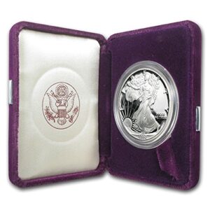 1990 s american silver eagle with velvet box & coa $1 us mint proof