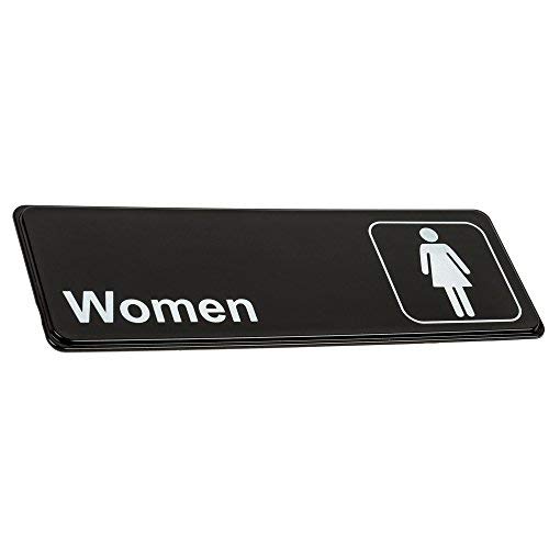 (Set of 2) Restroom Signs, Men's and Women's Restroom Signs - Black and White, 9 x 3-inches Bathroom Signs, Restroom Signs for Door/Wall by Tezzorio