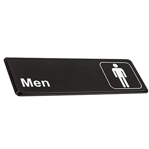 (Set of 2) Restroom Signs, Men's and Women's Restroom Signs - Black and White, 9 x 3-inches Bathroom Signs, Restroom Signs for Door/Wall by Tezzorio