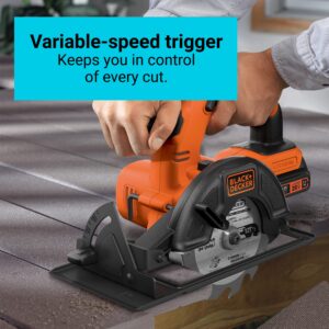 BLACK+DECKER 20V MAX Cordless Circular Saw, 5-1/2 inch, with Battery and Charger (BDCCS20C)