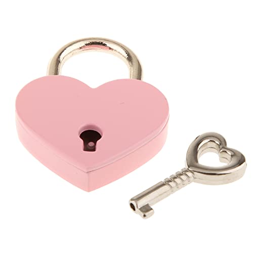 3 Pcs Small Metal Heart Shaped Padlock Mini Lock with Key for Jewelry Storage Box Diary Book,Pink