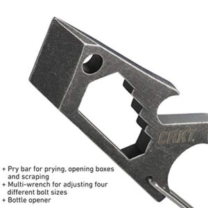 CRKT Pryma Stainless Steel Multitool: Compact and Lightweight EDC Metal Multi-Tool with Pry Bar, Hex Wrench, Bottle Opener, Glass Breaker, and Carabiner 9011