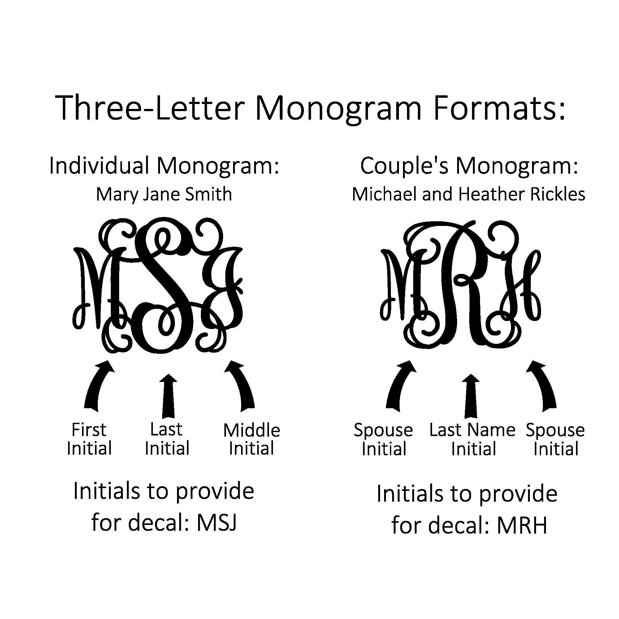 Patterned Vine Monogram Decal Sticker - 20 Pattern Options - for Cups, Tumblers, Laptops, Cars, Etc.