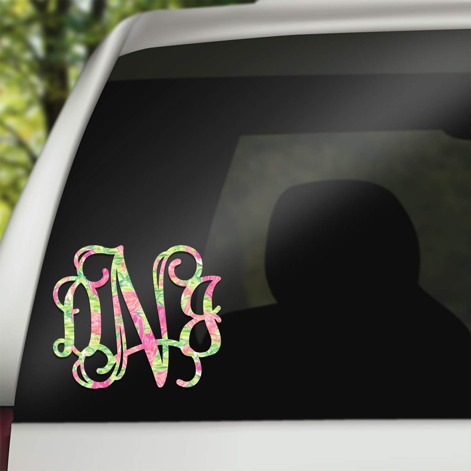 Patterned Vine Monogram Decal Sticker - 20 Pattern Options - for Cups, Tumblers, Laptops, Cars, Etc.