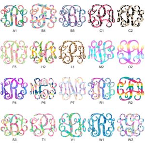 Patterned Vine Monogram Decal Sticker - 20 Pattern Options - for Cups, Tumblers, Laptops, Cars, Etc.