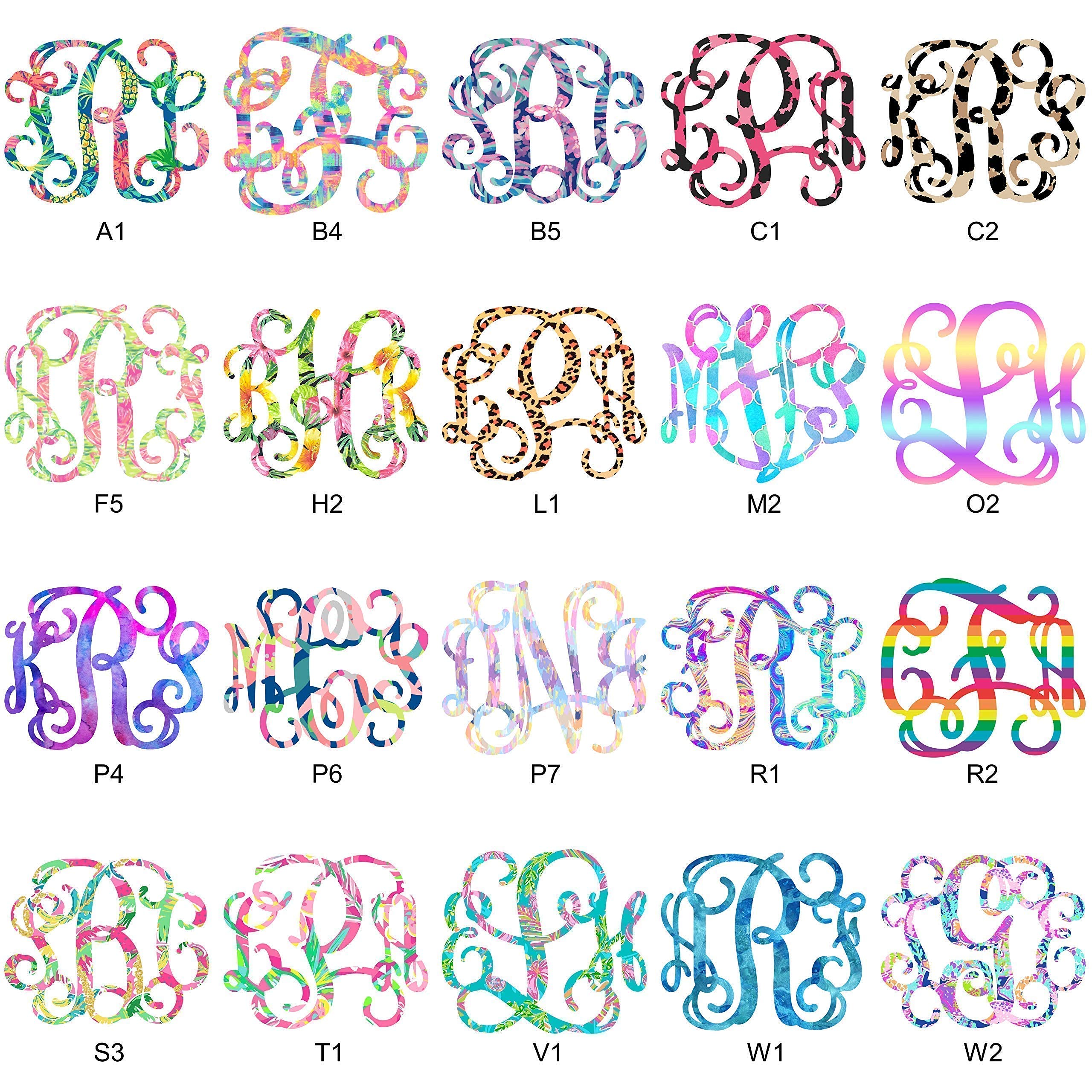 Patterned Vine Monogram Decal Sticker - 20 Pattern Options - for Cups, Tumblers, Laptops, Cars, Etc.