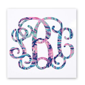 Patterned Vine Monogram Decal Sticker - 20 Pattern Options - for Cups, Tumblers, Laptops, Cars, Etc.