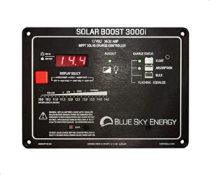 blue sky energy sb3000i solar boost 30a mppt charge controller with display, fully programmable for lead-acid or lithium batteries. dual battery charge or 30a lvd load output