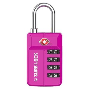 tsa approved travel luggage locks, open alert combination lock for school office & gym locker,toolbox, pelican case,easy read dials- 1, 2 & 4 pack (1, pink 1 pack)