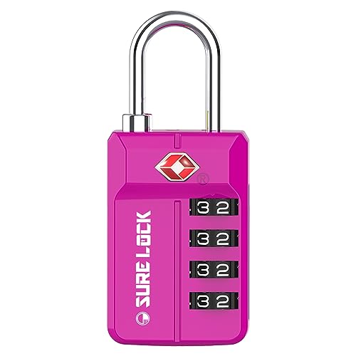 TSA Approved Travel Luggage Locks, Open Alert Combination Lock for School Office & Gym Locker,Toolbox, Pelican Case,Easy Read Dials- 1, 2 & 4 Pack (1, Pink 1 Pack)