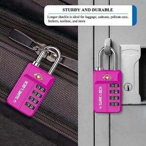 TSA Approved Travel Luggage Locks, Open Alert Combination Lock for School Office & Gym Locker,Toolbox, Pelican Case,Easy Read Dials- 1, 2 & 4 Pack (1, Pink 1 Pack)