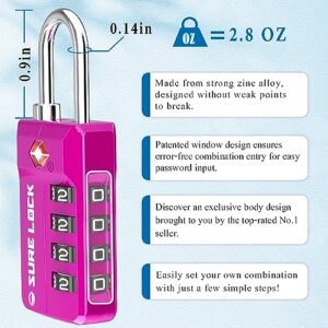 TSA Approved Travel Luggage Locks, Open Alert Combination Lock for School Office & Gym Locker,Toolbox, Pelican Case,Easy Read Dials- 1, 2 & 4 Pack (1, Pink 1 Pack)