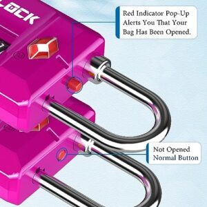 TSA Approved Travel Luggage Locks, Open Alert Combination Lock for School Office & Gym Locker,Toolbox, Pelican Case,Easy Read Dials- 1, 2 & 4 Pack (1, Pink 1 Pack)