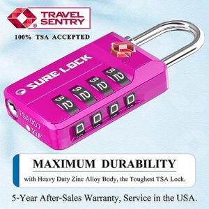 TSA Approved Travel Luggage Locks, Open Alert Combination Lock for School Office & Gym Locker,Toolbox, Pelican Case,Easy Read Dials- 1, 2 & 4 Pack (1, Pink 1 Pack)