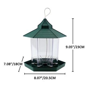 Ogrmar Hanging Gazebo Wild Bird Feeder -Perfect for Garden Decoration and Bird Watching for Bird Lover and Kids (Green)