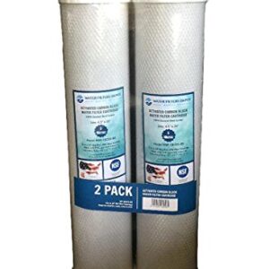 WFD, WF-CB205-BB 4.5"x20" Activated Carbon Block Water Filter Cartridge, Fits in 20" Big Blue (BB) Filter Housings (2 Pack, 5 Micron)