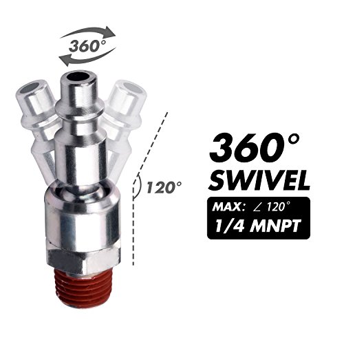 WYNNsky Industrial 1/4" NPT Male Thread Swivel Air Plug- 2 Pieces 1/4 inch Automotive Steel Swivel Coupler Plug