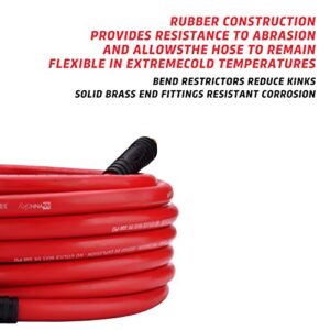 WYNNsky Rubber Air Hose,50-Feet x 3/8-Inch, 300 PSI, Red Heavy Duty Air Compressor Hose With Double 1/4" MNPT Brass Endings