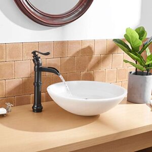 Vessel Sink Faucet Single-Handle with Pop Up Drain Assembly and Supply Hose Lead-Free Lavatory Waterfall Bathroom Faucets Mixer Tap Deck Mounted Oil Rubbed Bronze