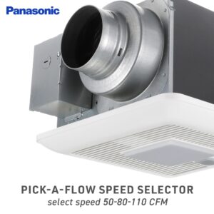 Panasonic FV-0511VQCL1 WhisperSense DC Ventilation Fan - Bathroom Fan with LED Light - 50-80-110 CFM