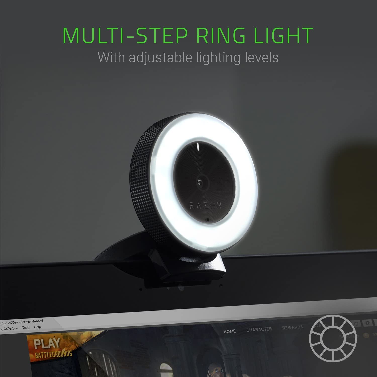 Razer Kiyo 1080p 30 FPS/720 p 60 FPS Streaming Webcam with Adjustable Brightness Ring Light, Built-in Microphone and Advanced Autofocus