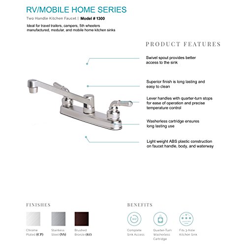 Laguna Brass 1300CP RV Mobile Home Non-Metallic Swivel Kitchen Sink Faucet Chrome Finish