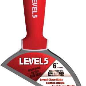 6" Clipped Drywall Pointing Knife - LEVEL5 | Metal Hammer End | Pro-Grade Finishing Tools | Sheetrock Gyprock Plasterboard Mud | 5-201