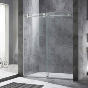 woodbridge mbsdc6076-c frameless sliding glass shower door | 56"-60"w x 76"h | chrome finish
