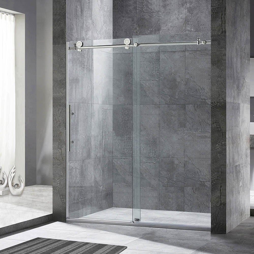 WOODBRIDGE MBSDC6076-C Frameless Sliding Glass Shower Door | 56"-60"W x 76"H | Chrome Finish