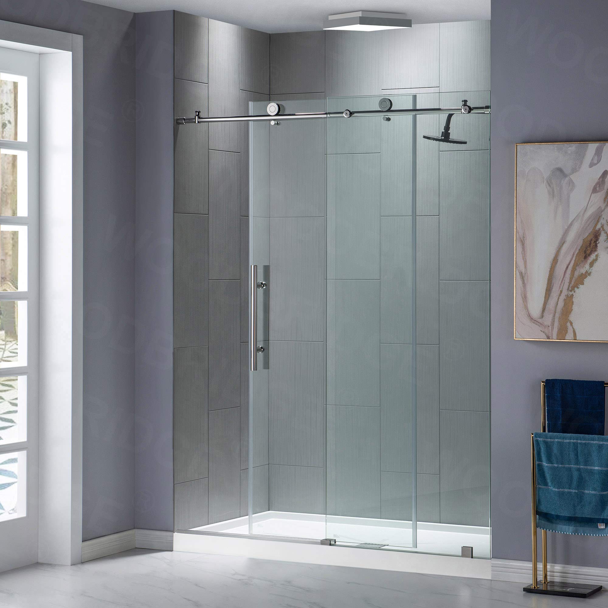 WOODBRIDGE MBSDC6076-C Frameless Sliding Glass Shower Door | 56"-60"W x 76"H | Chrome Finish