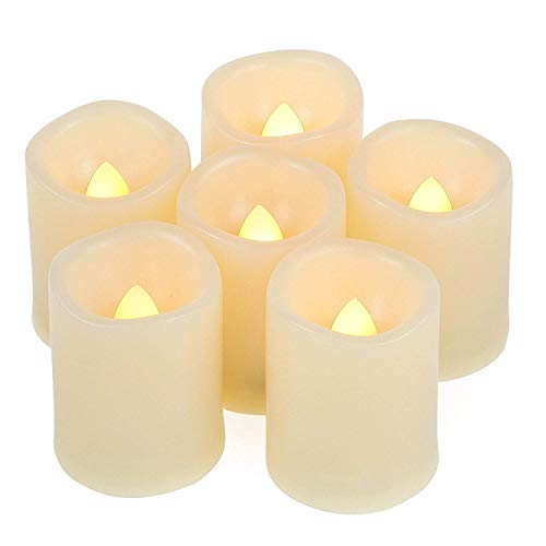 Flameless Flickering LED Votive Tealight Candles Battery Operated with Timer / 6 Hours On and 18 Hours Off Per Cycle, LED Tea Light Candles for Outdoor Halloween Pumpkin Light Christmas Decorations