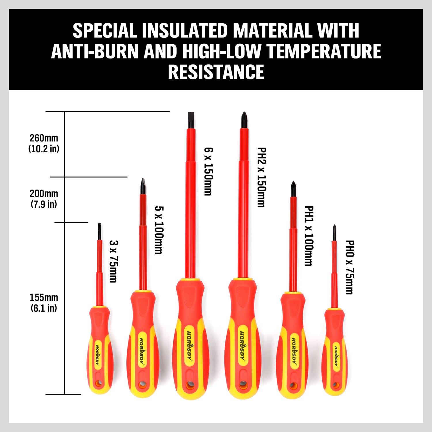 HORUSDY 6-Piece 1000v Insulated Screwdriver Set, Magnetic Tip Electrician screwdriver Set (Insulated Screwdriver Set)