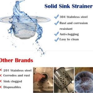 2 pcs Heavy Duty Stainless Steel Slop Basket Filter Trap, 2.75" Top / 1" Mesh Metal Sink Strainer,Perfect for Kitchen Sink/Bathroom Bathtub RV Wash basin Floor drain balcony Drain Hole