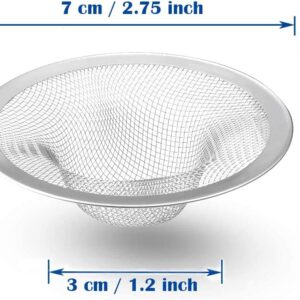 2 pcs Heavy Duty Stainless Steel Slop Basket Filter Trap, 2.75" Top / 1" Mesh Metal Sink Strainer,Perfect for Kitchen Sink/Bathroom Bathtub RV Wash basin Floor drain balcony Drain Hole