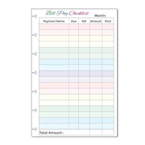 monthly bill pay checklist for the mini happy planner, fits 7-disc notebook, budget planner, pre-punched planner inserts (colorful) bohoplanners