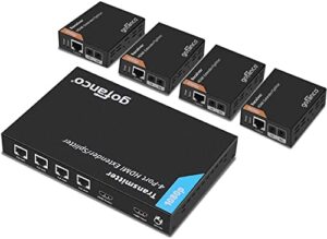 gofanco prophecy 1080p 1x4 hdmi extender splitter over cat5e/cat6/cat7 ethernet cable with hdmi loopout - up to 50m/165ft - edid management, bi-directional ir control, 1 in 4 out (hdext4p-pro)