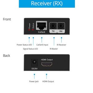 gofanco Prophecy 1080p 1x4 HDMI Extender Splitter Over Cat5e/Cat6/Cat7 Ethernet Cable with HDMI Loopout - Up to 50m/165ft - EDID Management, Bi-Directional IR Control, 1 in 4 Out (HDExt4P-Pro)