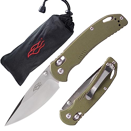 Firebird GANZO F753M1 Pocket Folding Knife Anti-Slip G-10 Handle with Clip 440C Stainless Steel Blade Camping Hunting Gear Fishing Folder Outdoor EDC Knife (Green)