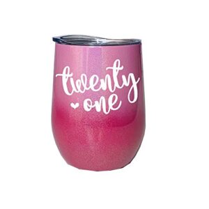 21st birthday gifts for her unique glitter coffee mug or stemless wine glass tumbler 0156
