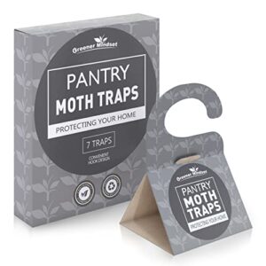 greener mindset moth traps for house - 7 pack, indoor pheromone pantry moth trap with convenient hook for home infestation prevention