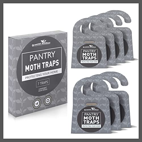 Greener Mindset Moth Traps for House - 7 Pack, Indoor Pheromone Pantry Moth Trap with Convenient Hook for Home Infestation Prevention