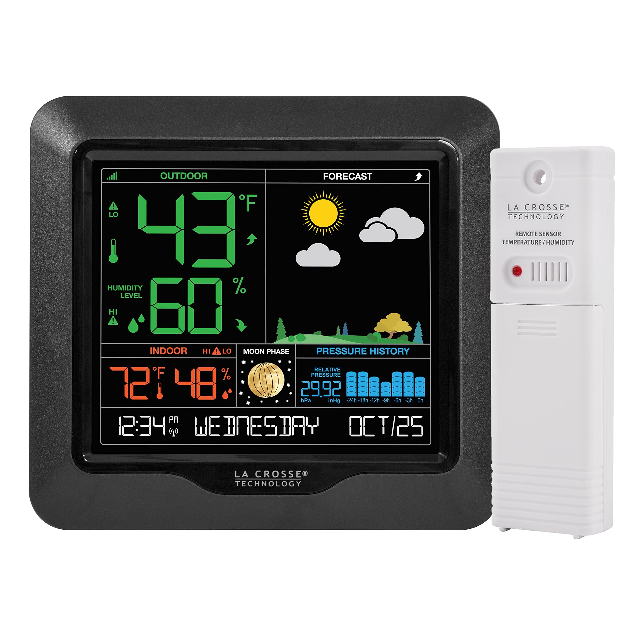 La Crosse Technology S84107-INT Color Forecast Station, Black