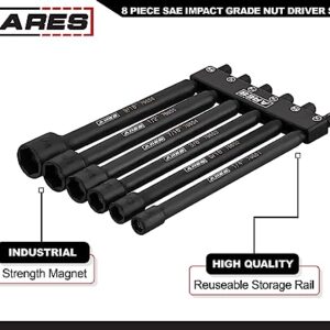 ARES 70650-6-Piece SAE Magnetic Impact Nut Driver Bit Set - Impact Grade Nut Setters with Industrial Strength Magnets