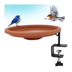 bird bath bowl 12 inches - deck mounted bird water feeder, large bird bath, bowl bird baths, hanging bird baths, heavy duty sturdy rust resistant steel clamp, detachable, great gift for bird lovers