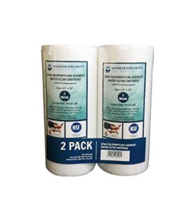 wfd, wf-sp105-bb 4.5"x10" 5 micron sediment water filter cartridge, spun polypropylene, fits in 10" big blue (bb) housings of filtration systems for whole house (2 pack)