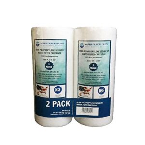 WFD, WF-SP105-BB 4.5"x10" 5 Micron Sediment Water Filter Cartridge, Spun Polypropylene, Fits in 10" Big Blue (BB) Housings of Filtration Systems for Whole House (2 Pack)