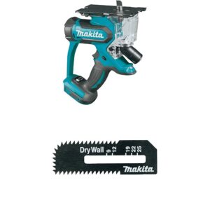 makita xds01z 18v lxt lithium-ion cordless cut-out saw, tool only with b-49703 drywall cut-out saw blade (2 pack)